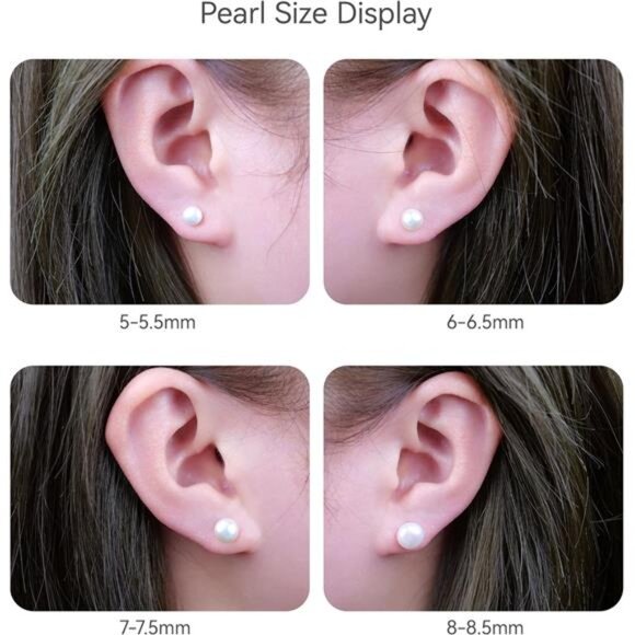 Hypoallergenic Titanium Studs with White Freshwater Cultured Pearl Earrings - Picture 4 of 7